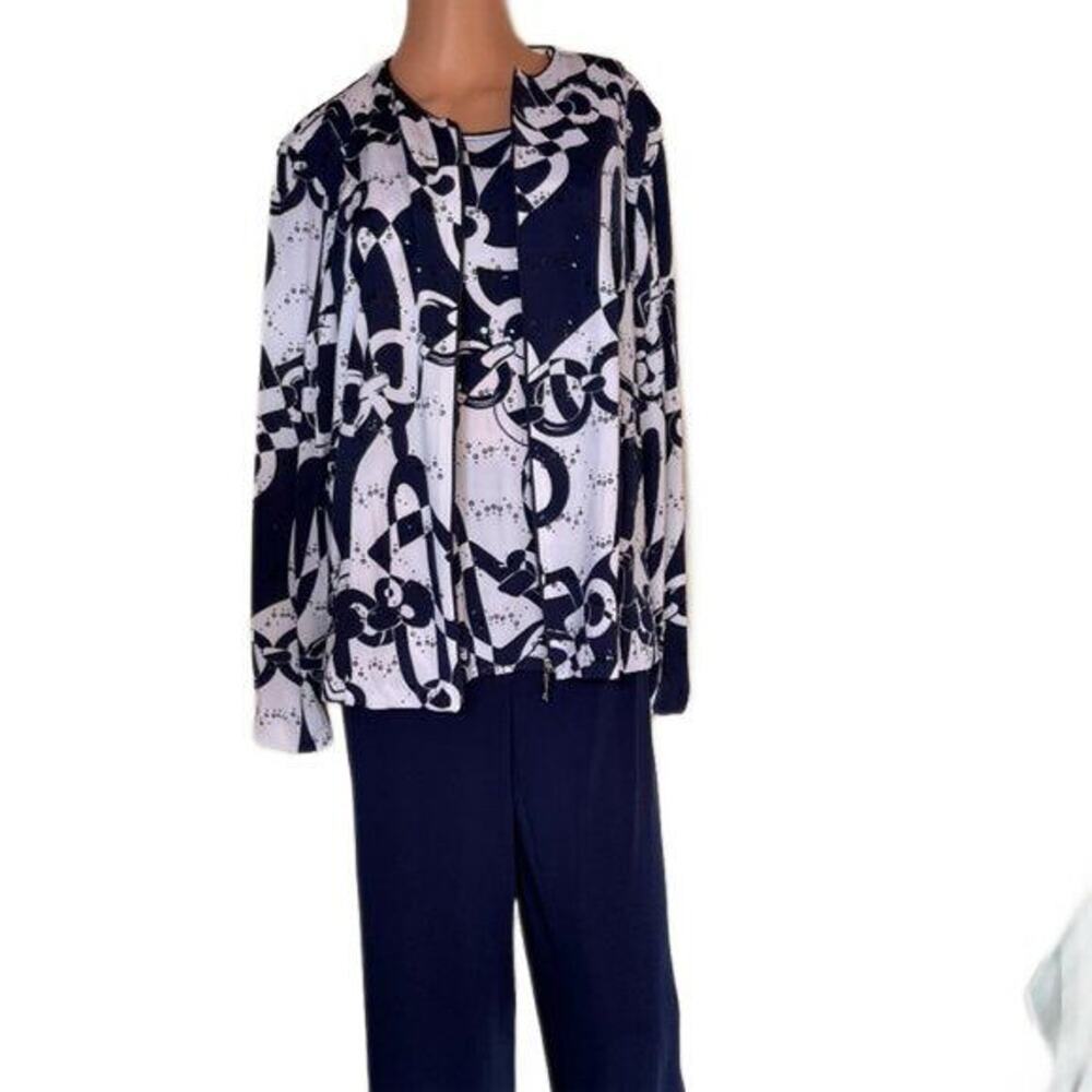 Tan Jay 3 Piece Pant Suit Pants Sleeveless Top & Zip up Jacket M Cruise